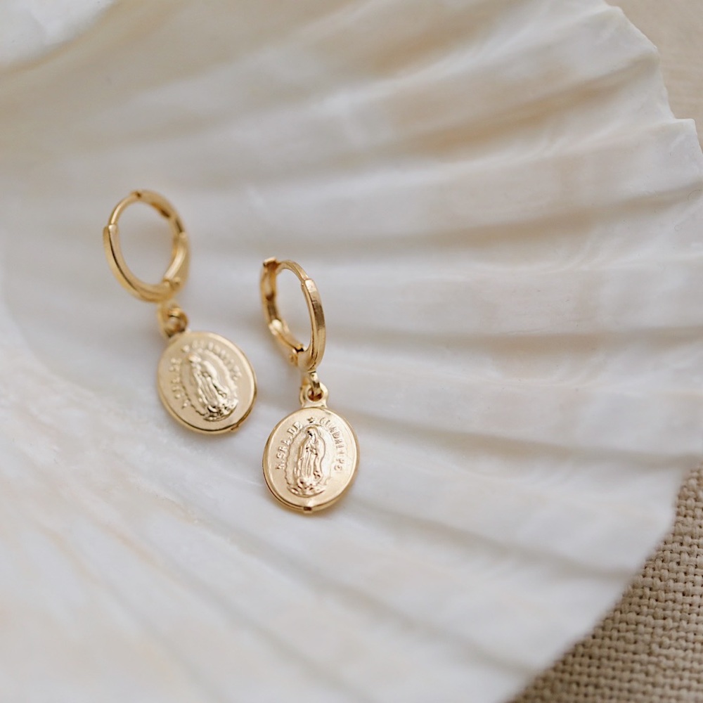 Petite Virgin Mary Earrings | 18k Gold Filled - Picture 3 of 7